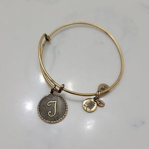 Alex and Ani Gold T Charm Bangle Bracelet
